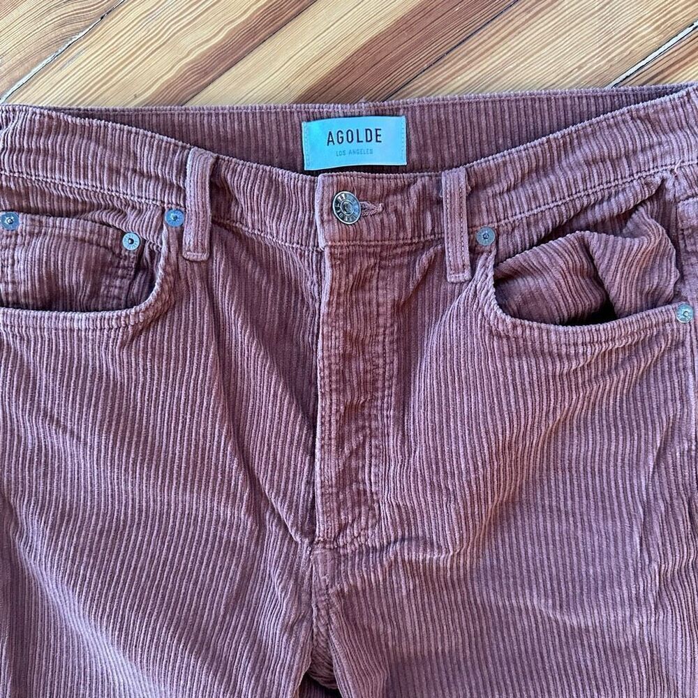 Agolde Riley Long Straight Corduroy Pants in Saddle Size 28 - Picture 6 of 9
